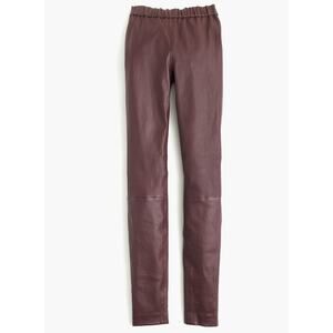J Crew Collection Leather Leggings NEW 12 Petite Minimalist Merlot Stretch